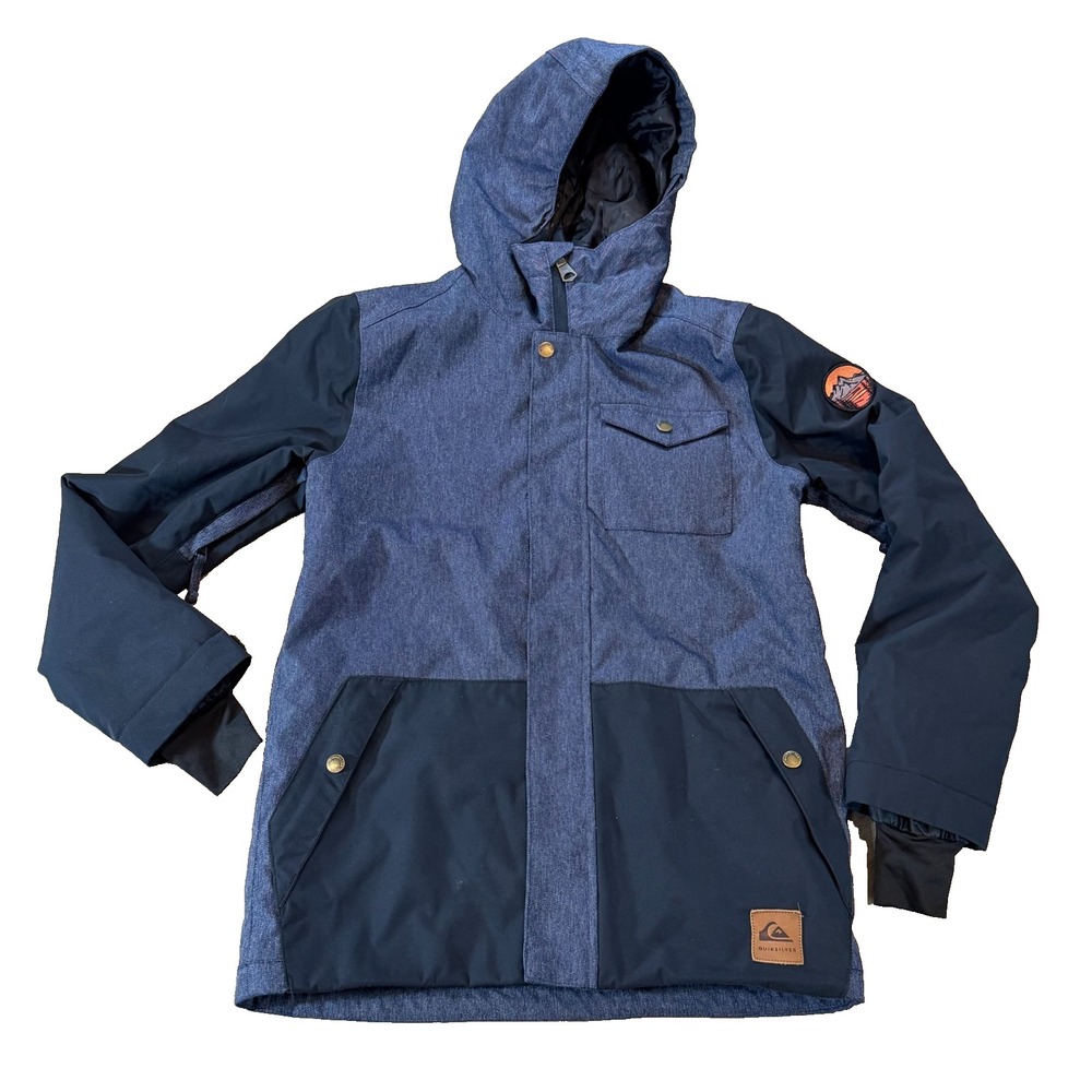 Quiksilver‎ Dry Flight 10k 14 XL Ski Snowboard Ski Jacket Blue Black Colorblock